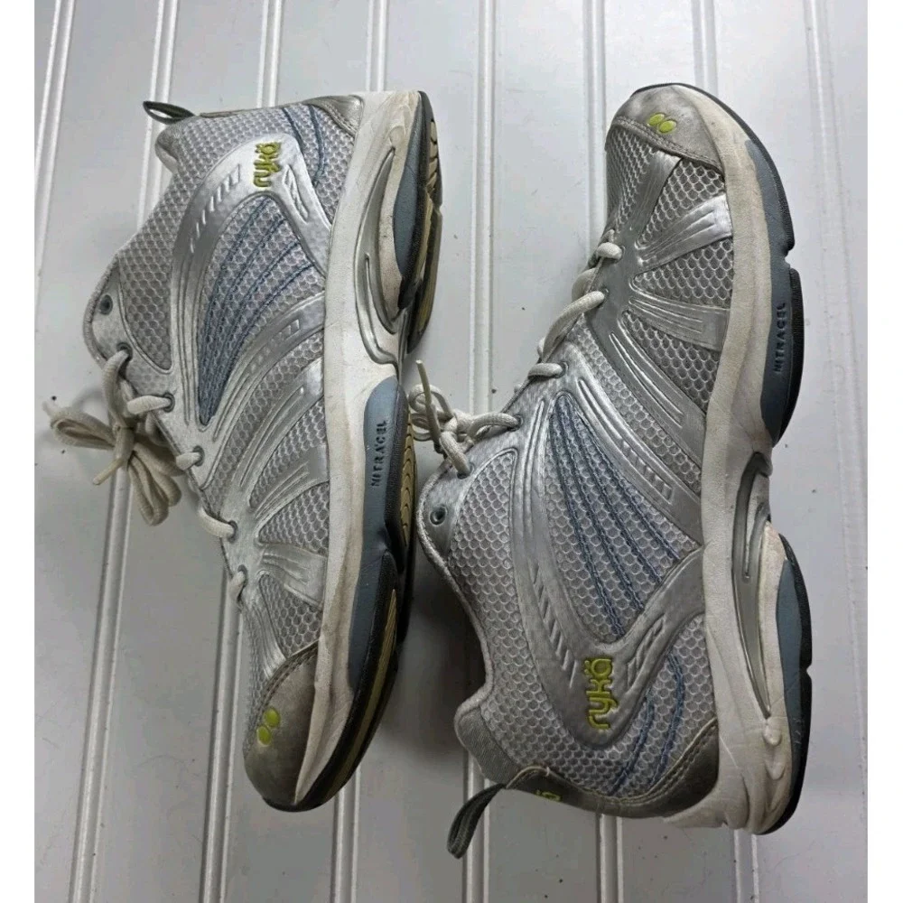 Ryka Enhance Training Sneakers Women's‎ K1822WSHL Silver White Blue Lime Cross